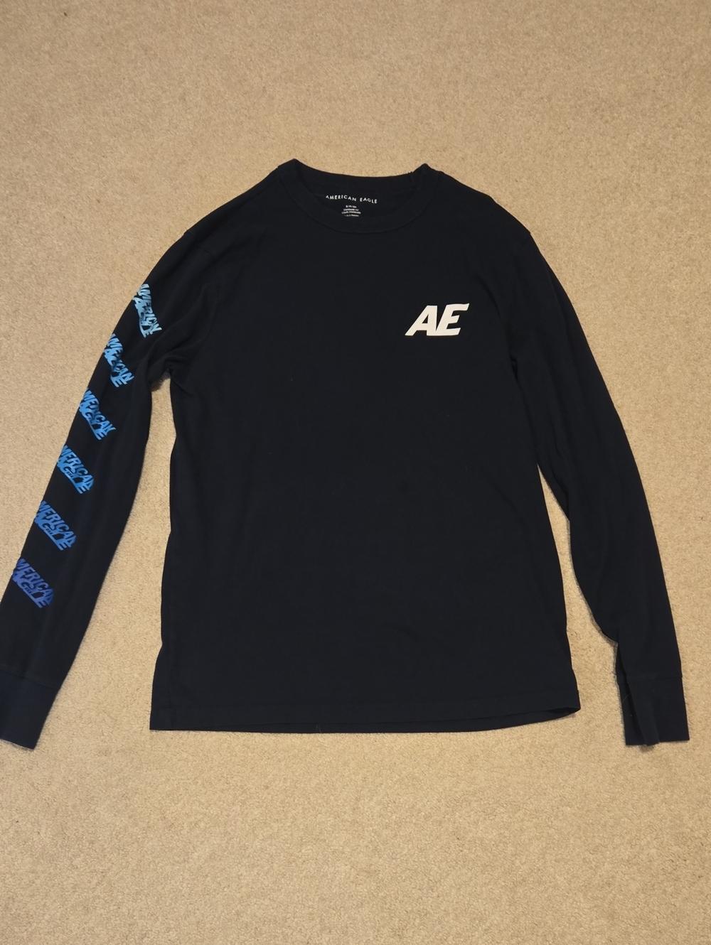 American Eagle Men's Small Navy Long Sleeve Shirt
